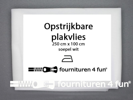 20 stuks opstrijkbare plakvlies 250x100cm - soepel - wit