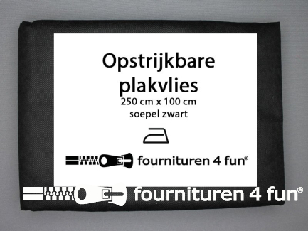 20 stuks opstrijkbare plakvlies 250x100cm - soepel - zwart